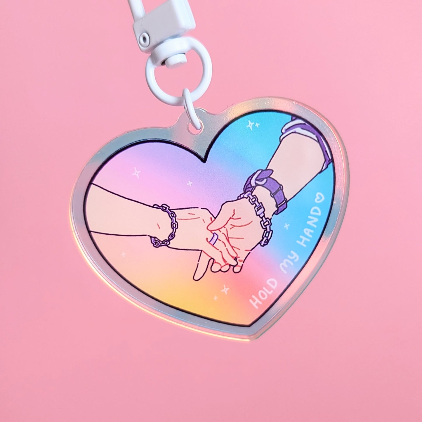 Hold My Hand Holographic Keychain