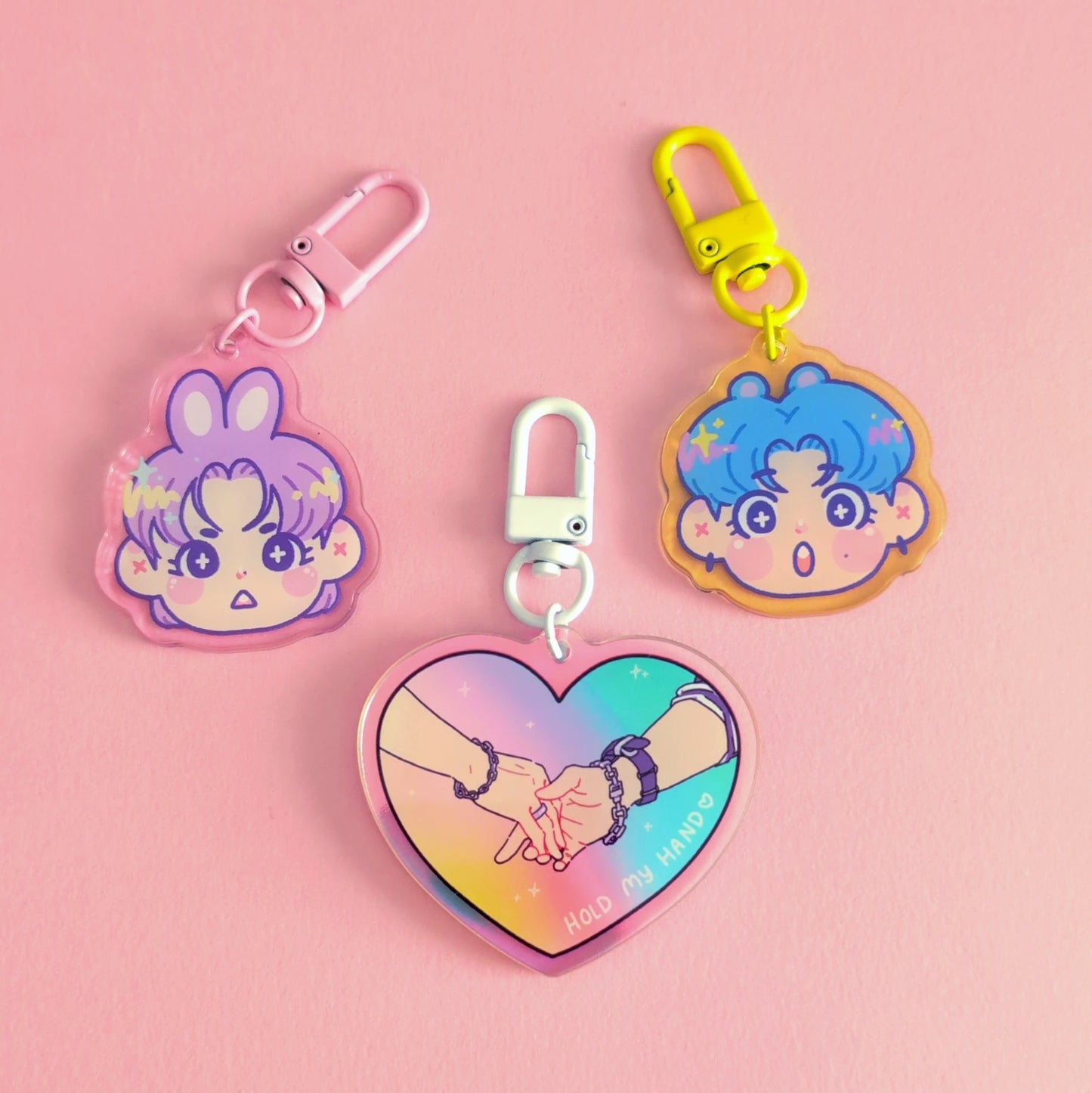 Hold My Hand Holographic Keychain