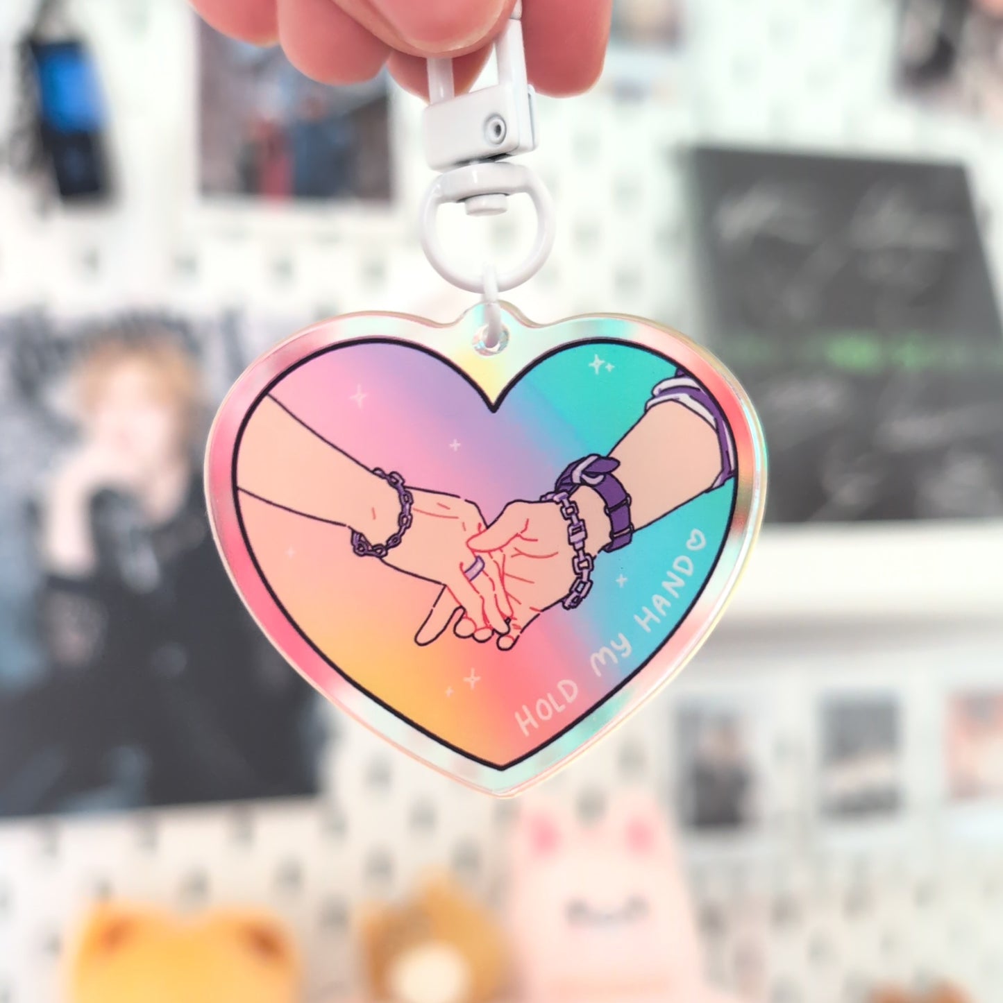 Hold My Hand Holographic Keychain