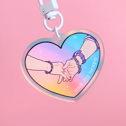 Hold My Hand Holographic Keychain